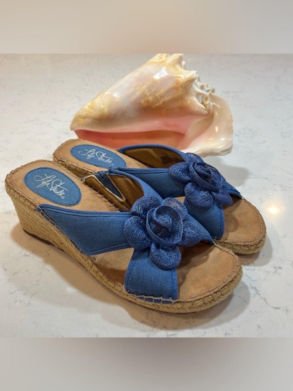 Life Stride comfort cloth espadrilles slip on sandals size 8.5